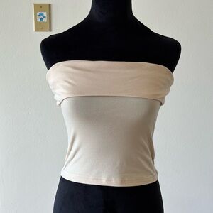 SHEIN Cream Strapless Crop Top